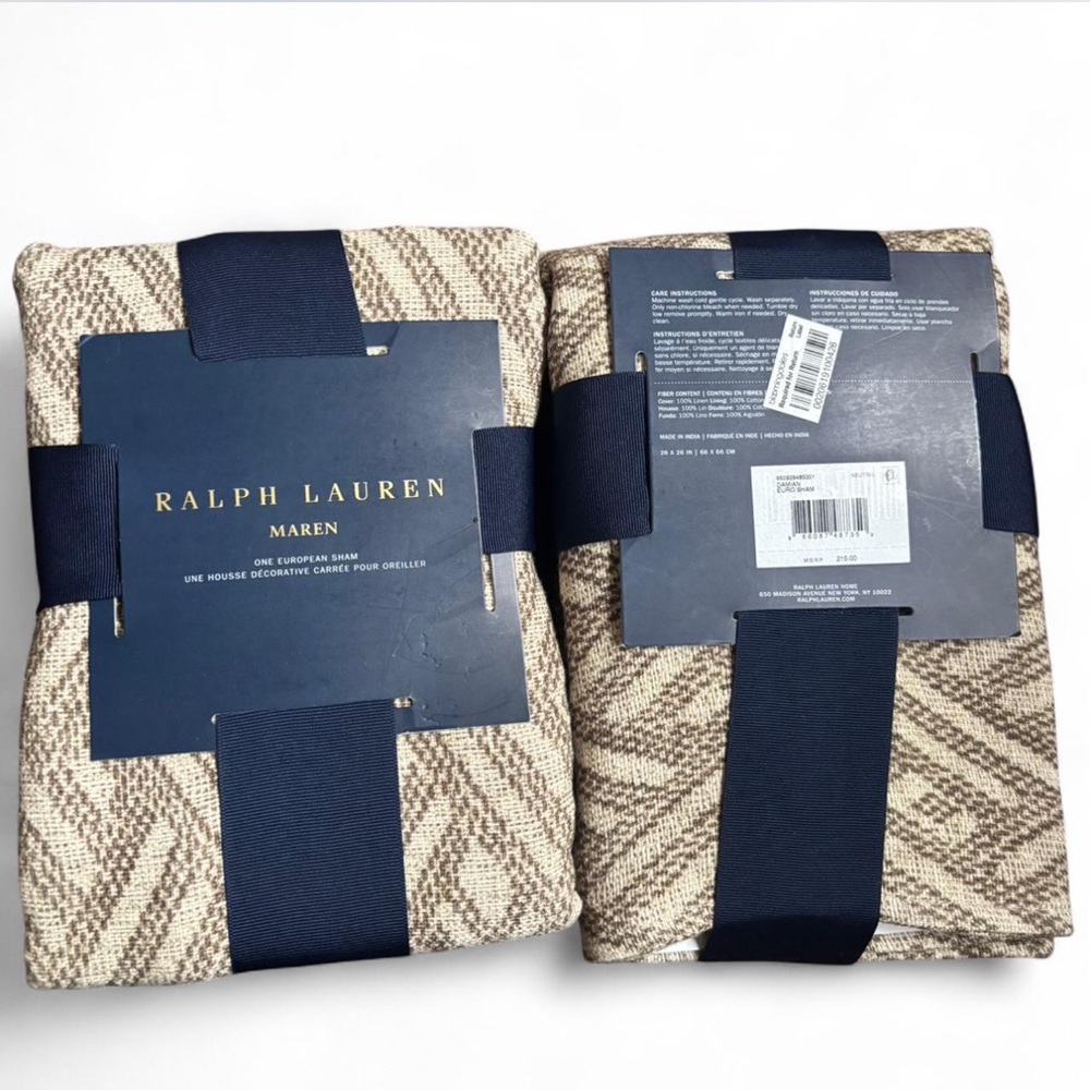 Ralph Lauren Maren / Damian Euro Sham 26x26 Neutral Linen